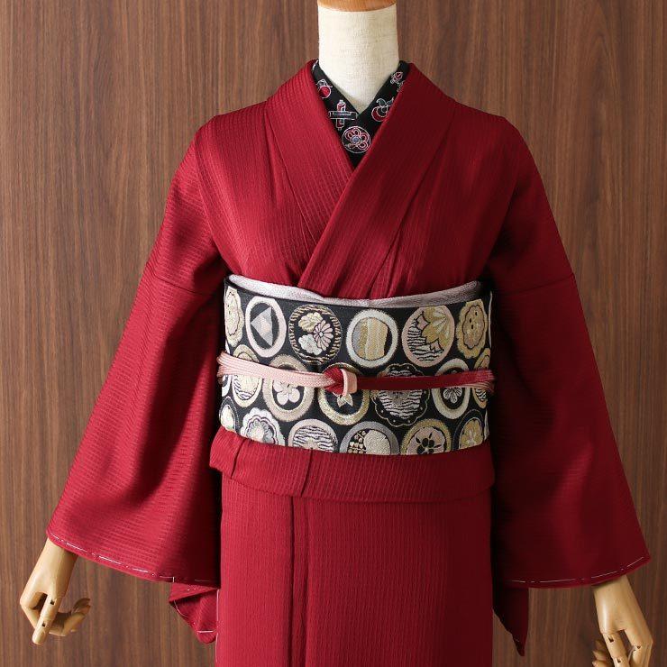 シルック [ 東レシルック 糸使用] 洗える 袋帯 織・紋並べ（黒）花 