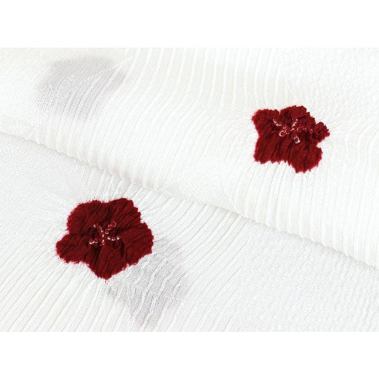 ［ 袋帯 ］正絹　紅梅色　赤紫　梅　刺繍　カジュアル　セミフォーマル 街着屋オリジナル 正絹帯揚げ - 飛び梅絞り ちりめん帯揚げ 赤 紅