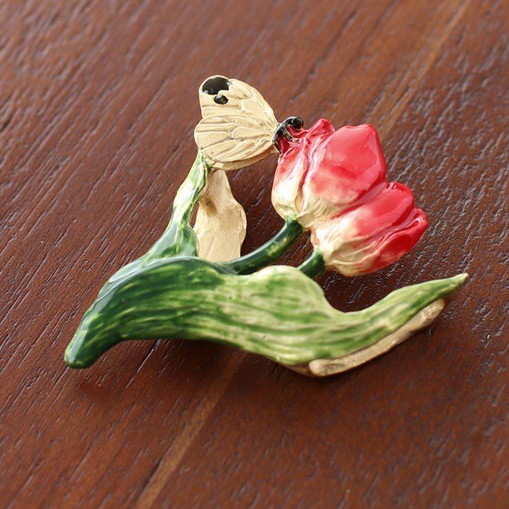 オランダ製　手作りチューリップ置物 独特の世界観が魅力] オランダ チューリップ 花 蝶 モンキチョウ