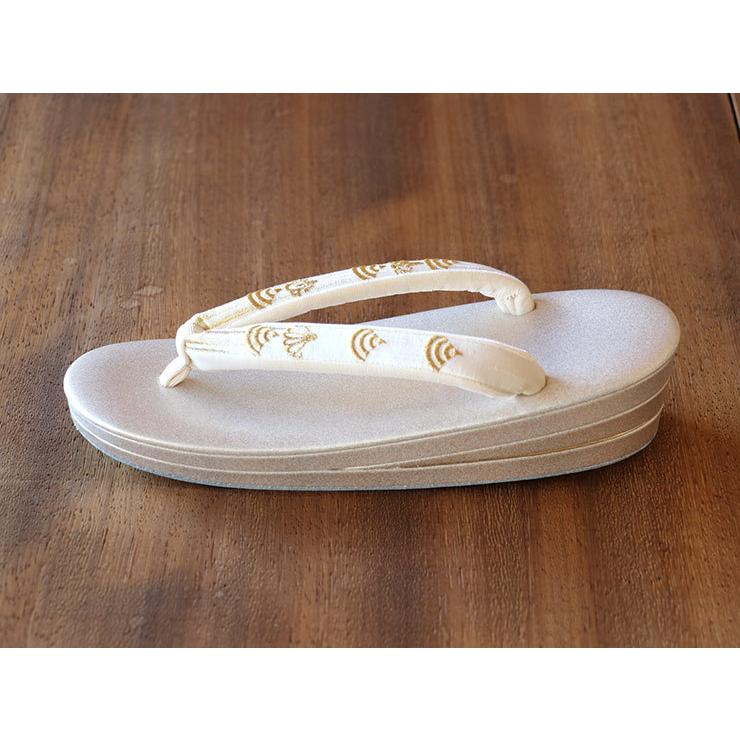 草履バッグセット 梅扇刺繍 フリーサイズ 礼装用 太鼻緒 金 ゴールド