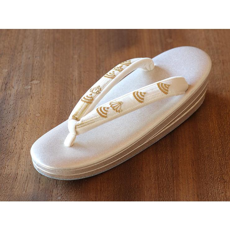 草履バッグセット 梅扇刺繍 フリーサイズ 礼装用 太鼻緒 金 ゴールド