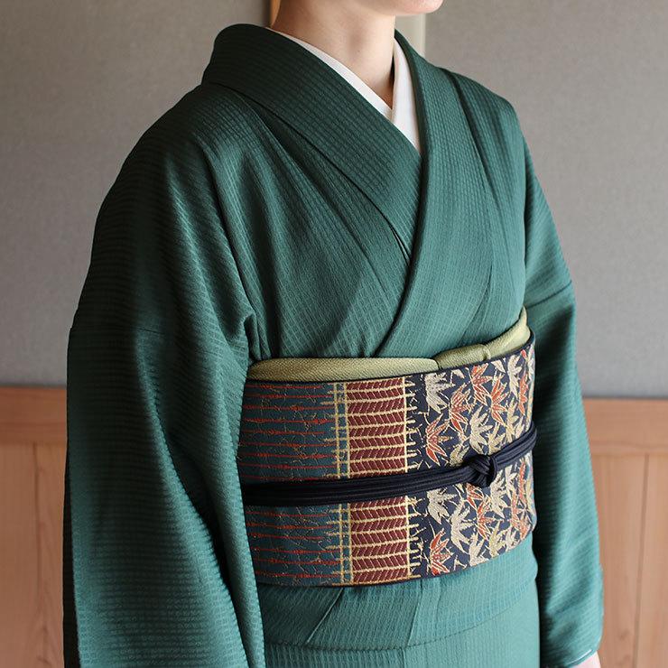 洗える着物 色無地 袷 仕立て上がり 日本製 東レ 千歳緑色 S M L