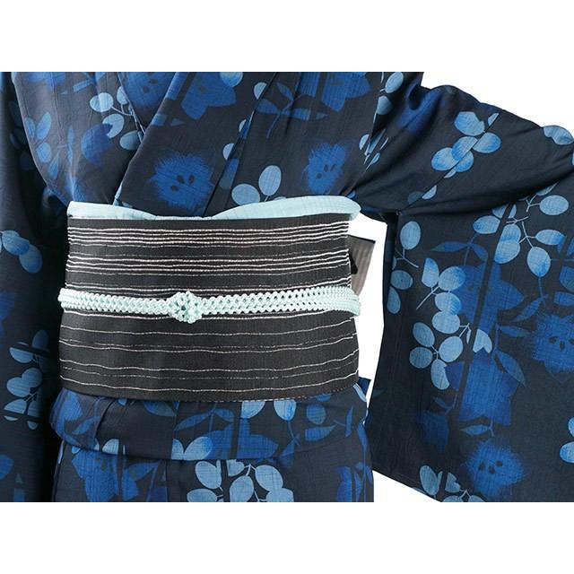 浴衣・夏きもの 月華美人・萩と桔梗(濃紺) お仕立て上がり“洗える