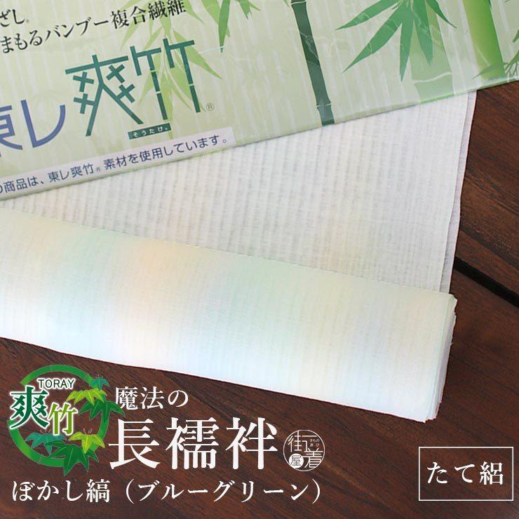 TORAY（東レ） 長襦袢 洗える 夏用 爽竹 縦絽 ぼかし縞 ブルーグリーン