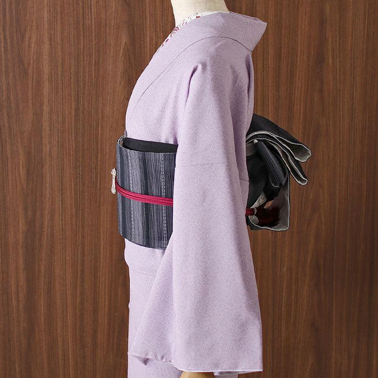 帯　小物　仕立て リサイクル着物】名古屋帯 土黒色（つちぐろいろ） 幾何学模様