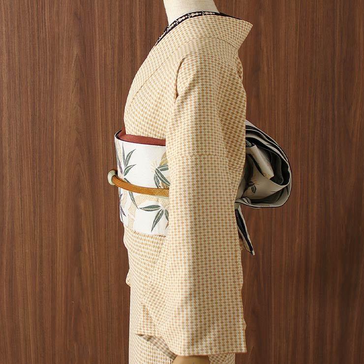 シルック 帯 半幅帯 細帯 長尺 洗える 半巾帯 織 竹輪に笹 アイボリー