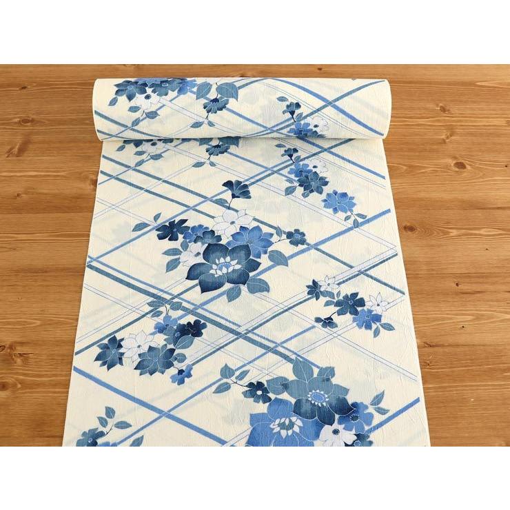 セオα] 浴衣 反物 花竹垣(生成り/570-1005-1633) 洗える ゆかた 夏