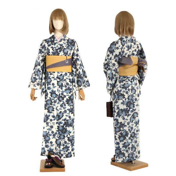 お問合せ出品　浴衣　反物 セオα] 浴衣 反物 にじみ麻の葉 (濃紺色) 洗える ゆかた 夏