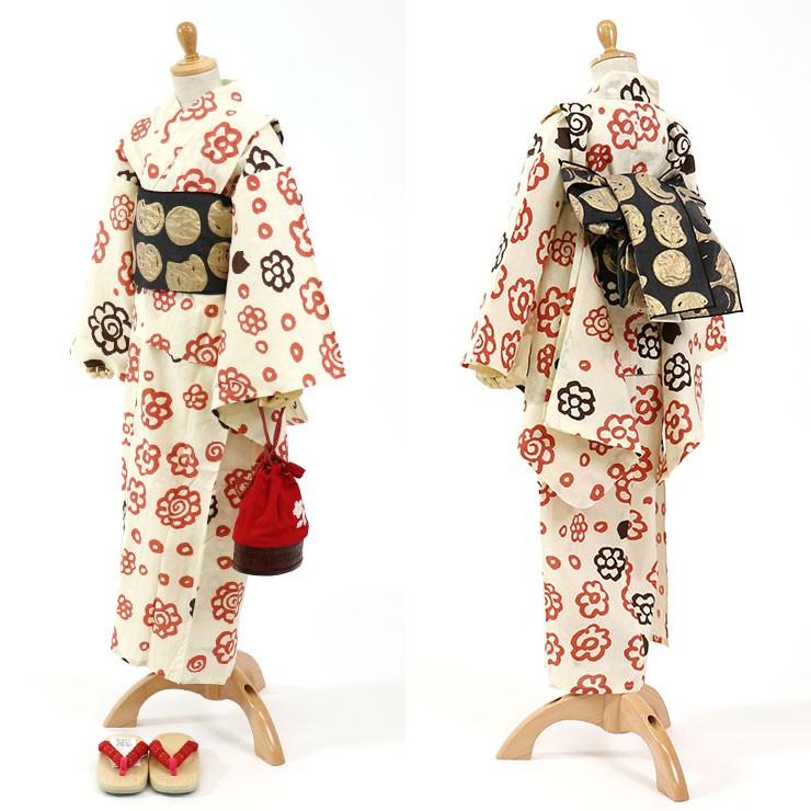 ■ 適応身長110-120cm ■「tsumori chisato(ツモリチサト)」仕立て上がりこども浴衣(染) - 水玉フラワー（シロ 9ty-66） -TSUMORI CHISATO 小花 猫｜machigiya｜02