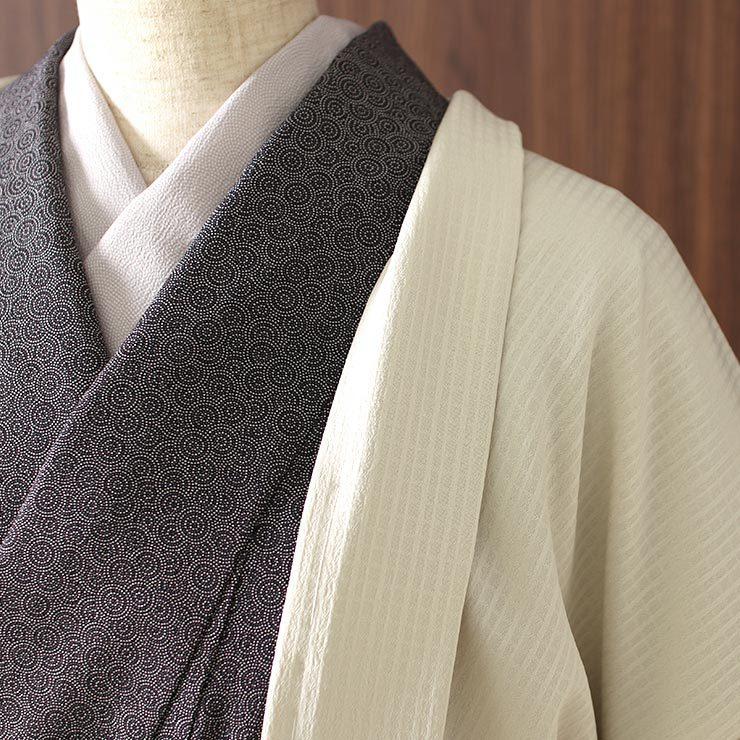 R3868さま専用 長羽織 正絹 紬無地 袷 焦茶 刺繍鱗紋 長羽織 洗える 女性 色無地 格子地紋（ターコイズ）袷 日本製 着物