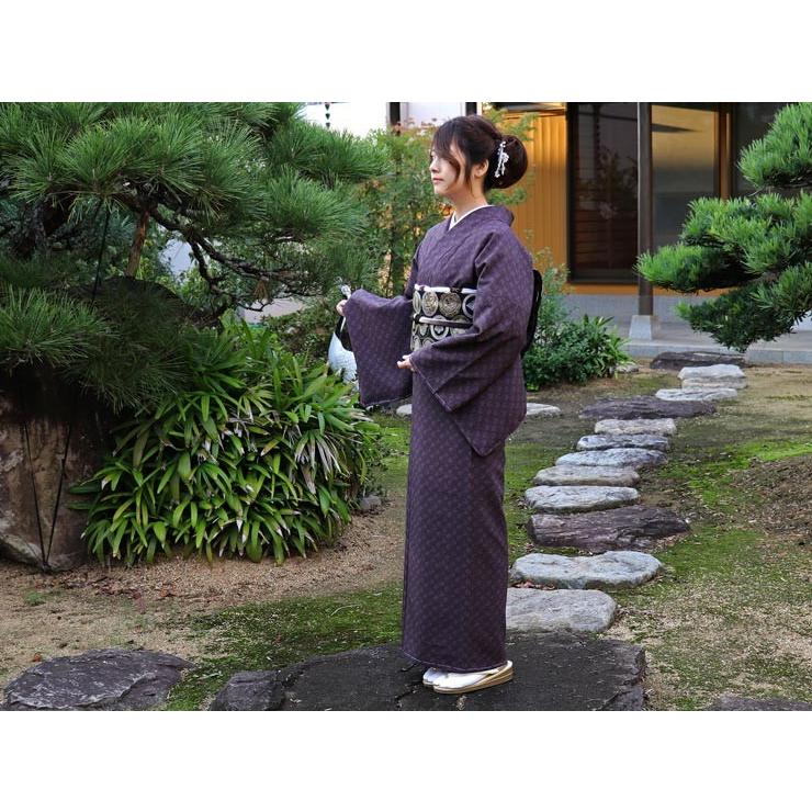 新入荷 数量限定 街着屋ノ 洗える 袷きもの 小紋・荒磯模様（古代紫