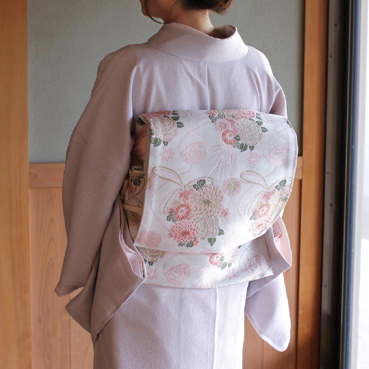 洗える着物 江戸小紋 単衣 新作 街着屋 創作 鮫小紋 霰 蛍ぼかし 白藤