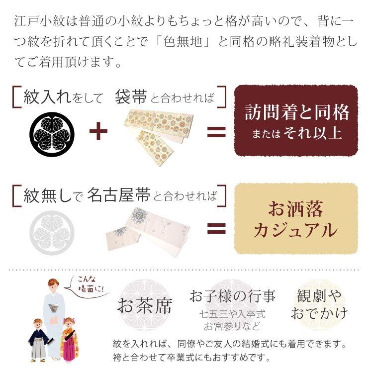 洗える着物 江戸小紋 袷 街着屋 鳳凰唐草 抹茶色 緑 M L サイズ 日本製