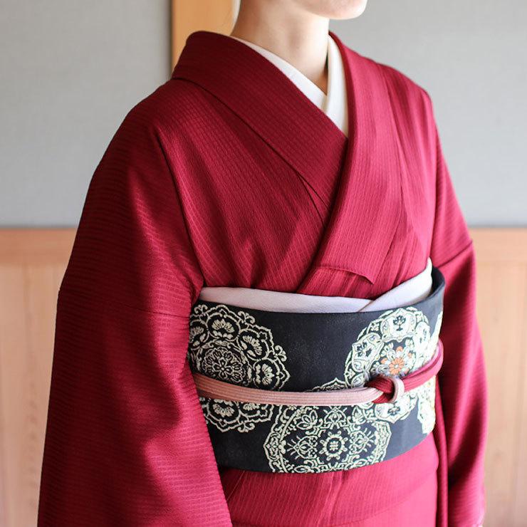 洗える着物 色無地 袷 仕立て上がり 日本製 東レ 濃紅 S M L サイズ
