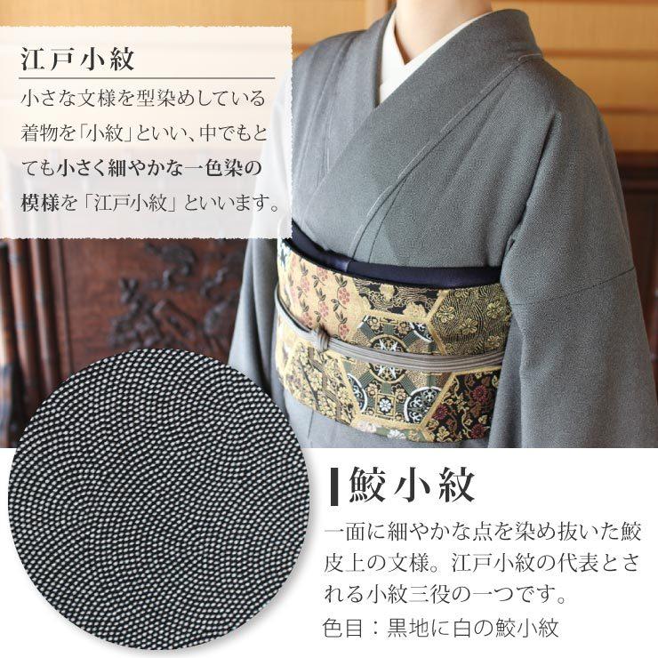 TORAY 洗える着物 単衣 街着屋 江戸小紋 鮫小紋 黒色 M L サイズ TORAY 洗える着物 単衣 街着屋 江戸小紋 鮫小紋 黒色 M L サイズ