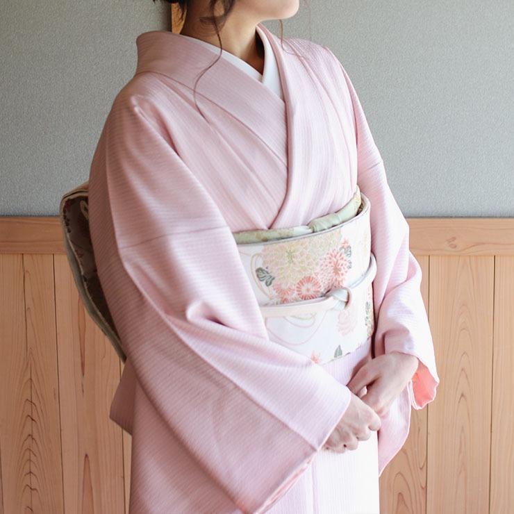 洗える 色無地 袷 仕立て上がり 日本製 東レ（さくら色 S M L サイズ