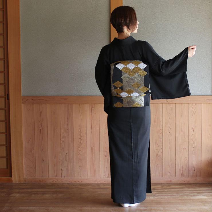 洗える着物 色無地 単衣 仕立て上がり 日本製 東レ 黒色 くろ色 S M L