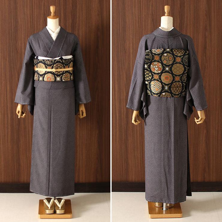 洗える着物 江戸小紋 単衣 レディース 縁重ね 黒鳶色 M L サイズ 洗える着物 江戸小紋 単衣 レディース 縁重ね 黒鳶色 M L サイズ