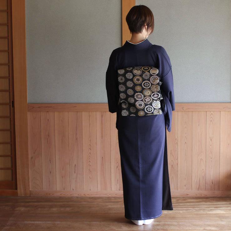 洗える着物 色無地 袷 仕立て上がり 日本製 東レ 濃藍色 S M L サイズ