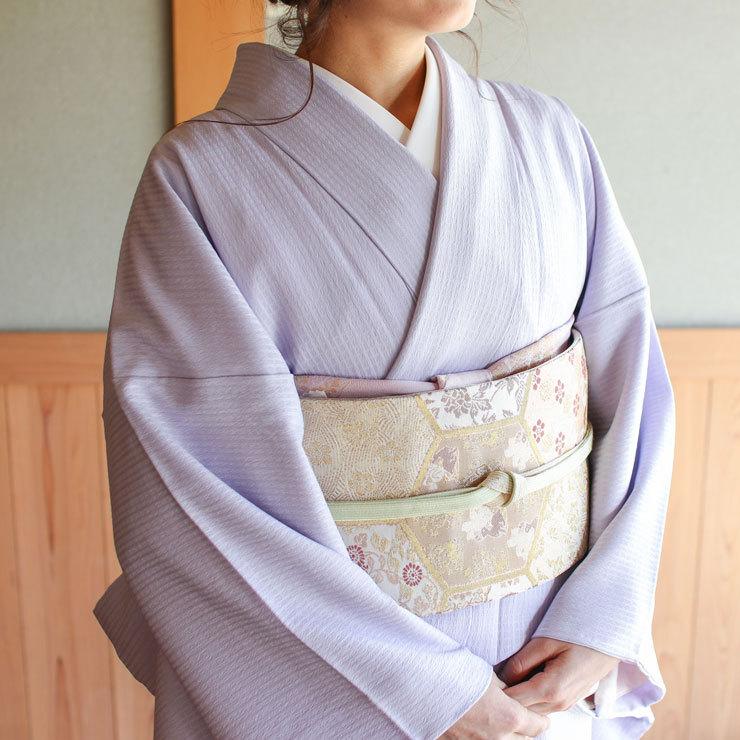 洗える着物 色無地 単衣 仕立て上がり 日本製 東レ 藤色 S M L サイズ