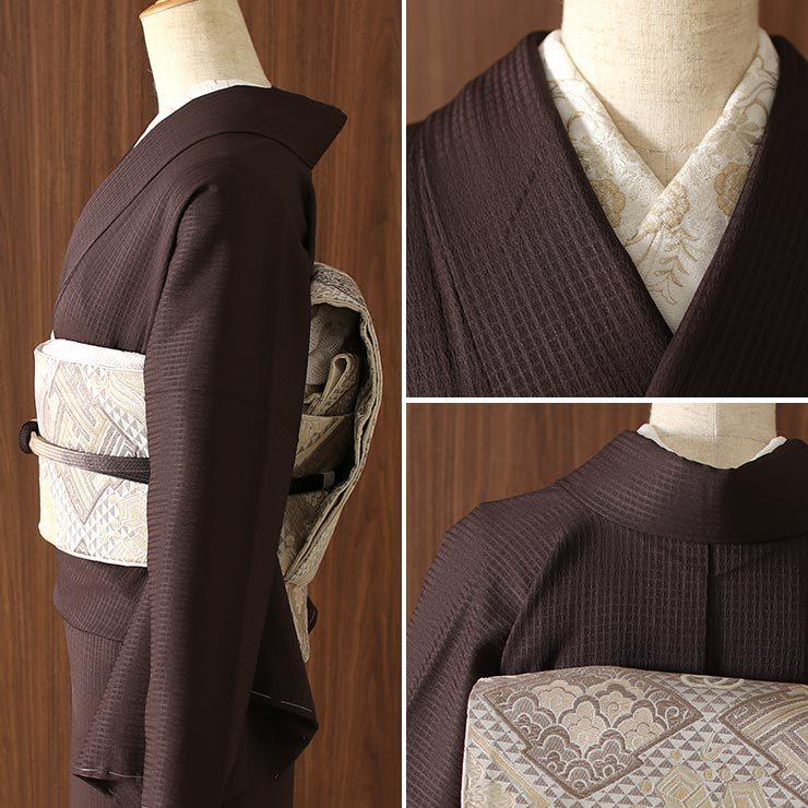 洗える着物 色無地 単衣 仕立て上がり 日本製 東レ 焦茶色 S M L 洗える着物 色無地 単衣 仕立て上がり 日本製 東レ 焦茶色 S M L