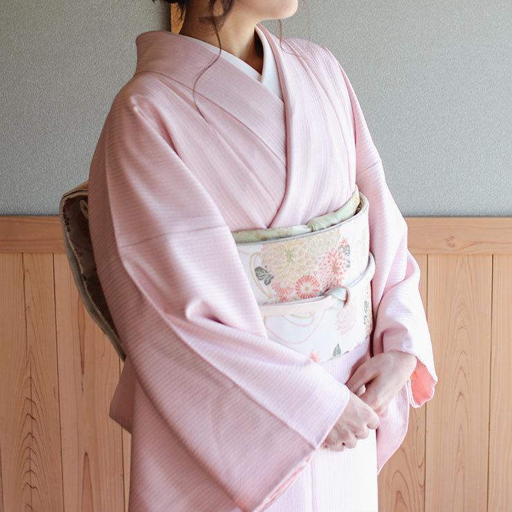 洗える着物 色無地 単衣 仕立て上がり 日本製 東レ さくら色 S M L