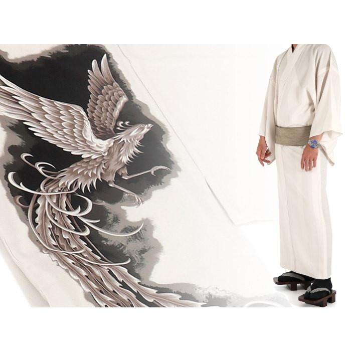 浴衣 メンズ 洗える 街着屋オリジナル限定 男浴衣 朱雀 オフ白 M L 東レセオa 火の鳥 不死鳥 フェニックス 涼感 日本製 Tkmyk9633 街着屋 きもの遊び 通販 Yahoo ショッピング