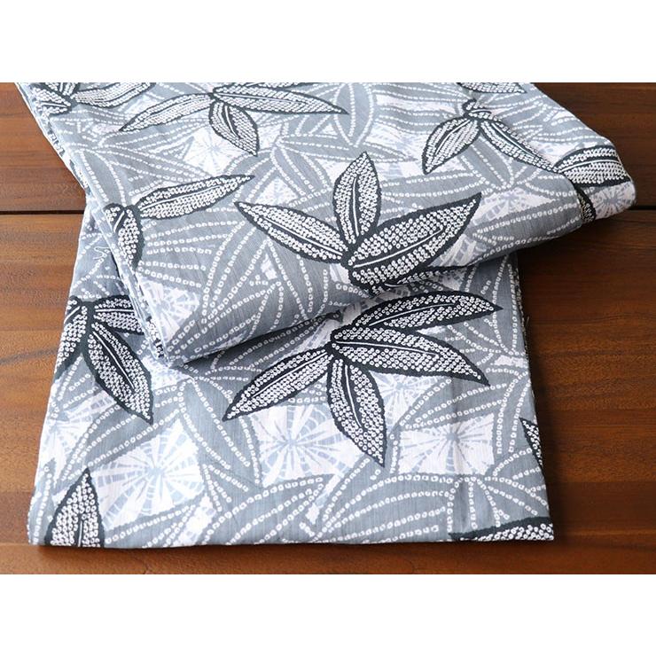 つやび×雅姫 綿麻浴衣 笹の葉（グレー）レディース 婦人用 お仕立て