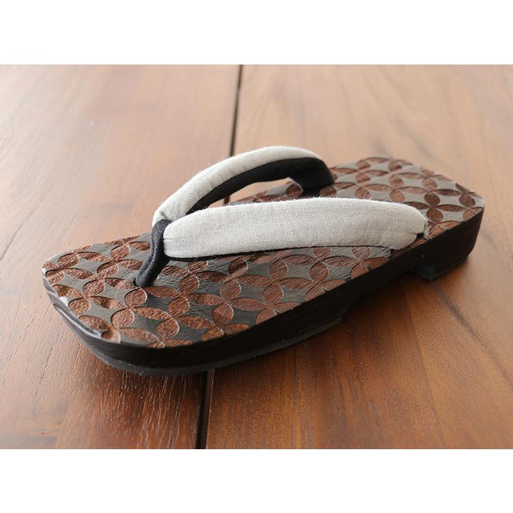 男下駄 焼桐七宝 (グレー) 焼桐右近下駄 フリーサイズ (M) 桐下駄