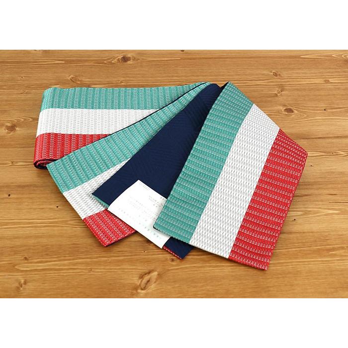 街着屋ノ浴衣帯(細帯 半巾帯) 三色ライン・赤×白×緑 紺 レッド