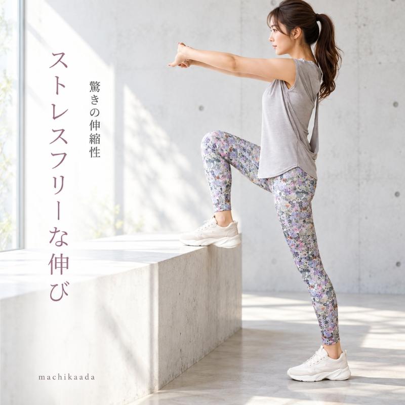 machikaada公式 ビンテージフラワーレギンス ヨガウェア ピラティス