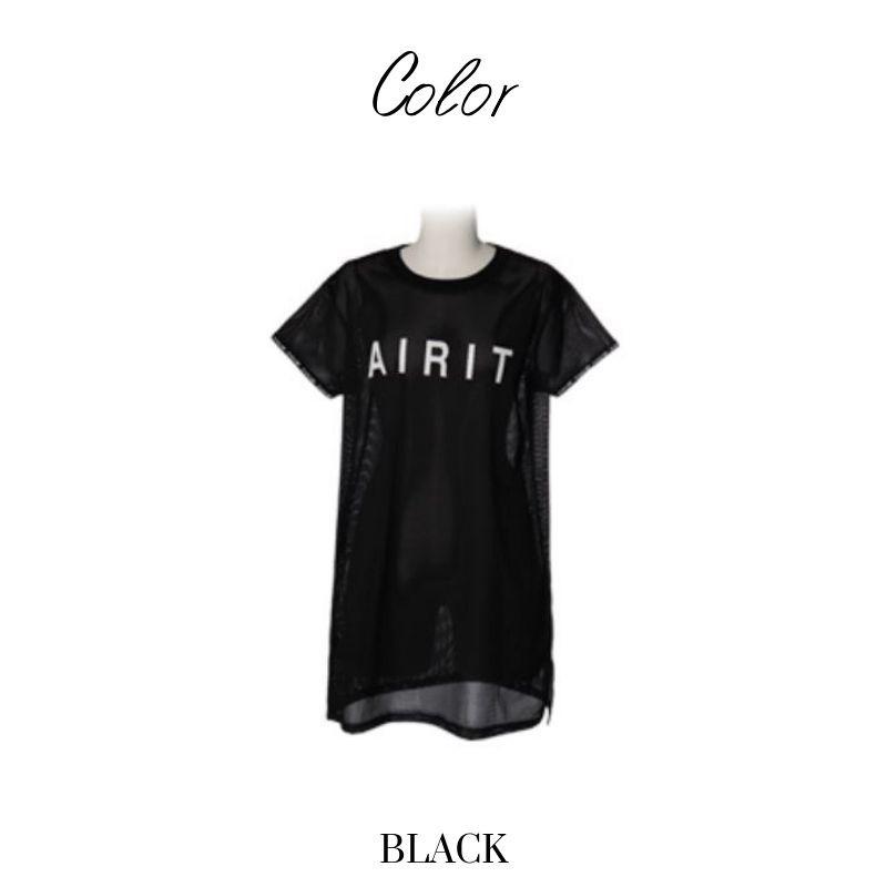 黒メッシュロングｔシャツ 丈長 トップス Tシャツ ロング丈 丈長 着丈長め フィットネスウェア ヨガウェア ヨガウエア ヒップホップ ダンスウェア ズンバ マチカアダ Machikaada ヤフー店 通販 Yahoo ショッピング