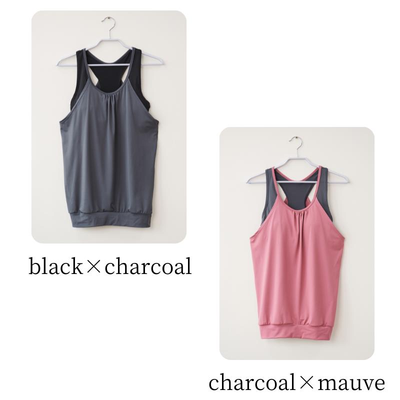 ヨガウェア トップス カップ付 タンクトップ ホットヨガ ロング丈 丈長