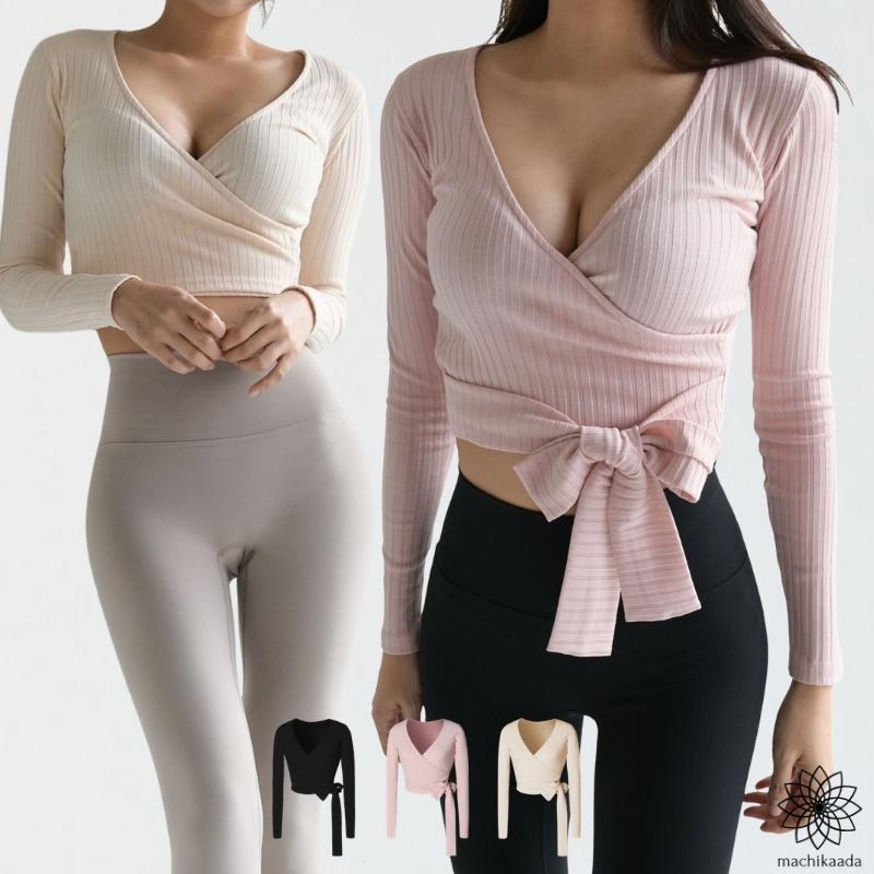 長袖カシュクール ヨガウェア ヨガ トップス 長袖 ショート丈 カシュクール ホットヨガ 2way レディース おしゃれ かわいい スポーツウェア トレーニングウェア マチカアダ Machikaada ヤフー店 通販 Yahoo ショッピング