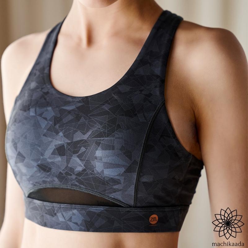 2年保証 ヨガウェア ヨガ トップス カップ付き スポーツブラ タンクトップ ホットヨガ ブラトップ パッド入り シースルー メッシュ 617 幾何学ブラトップ