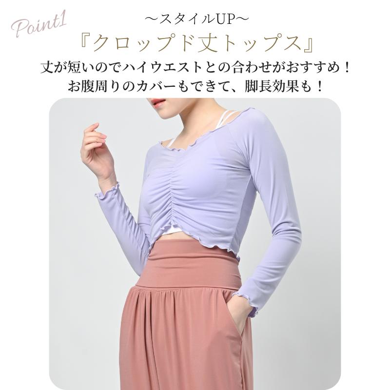 ヨガウェア ヨガ トップス 長袖 ショート丈 クロップド丈 丈短め ヨガウェア ヨガ トップス 長袖 ショート丈 クロップド丈 丈短め