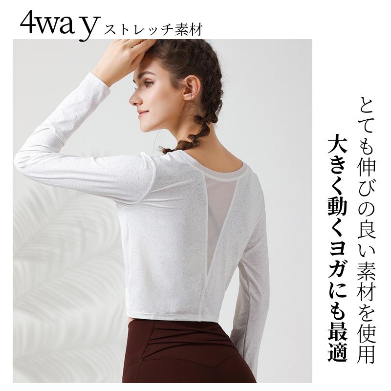 ☆アローヨガ【F】グレー系 長袖プルオーバー ショート丈 ストレッチ ショート丈シャツブラウス【長袖】【花粉プロテクト】 (ABL25109-24