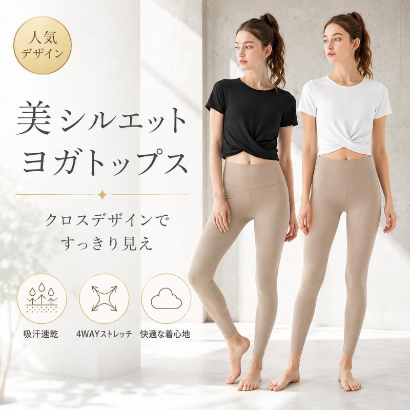 machikaada公式 ヨガウェア ピラティスウェア トップス Tシャツ ヨガ