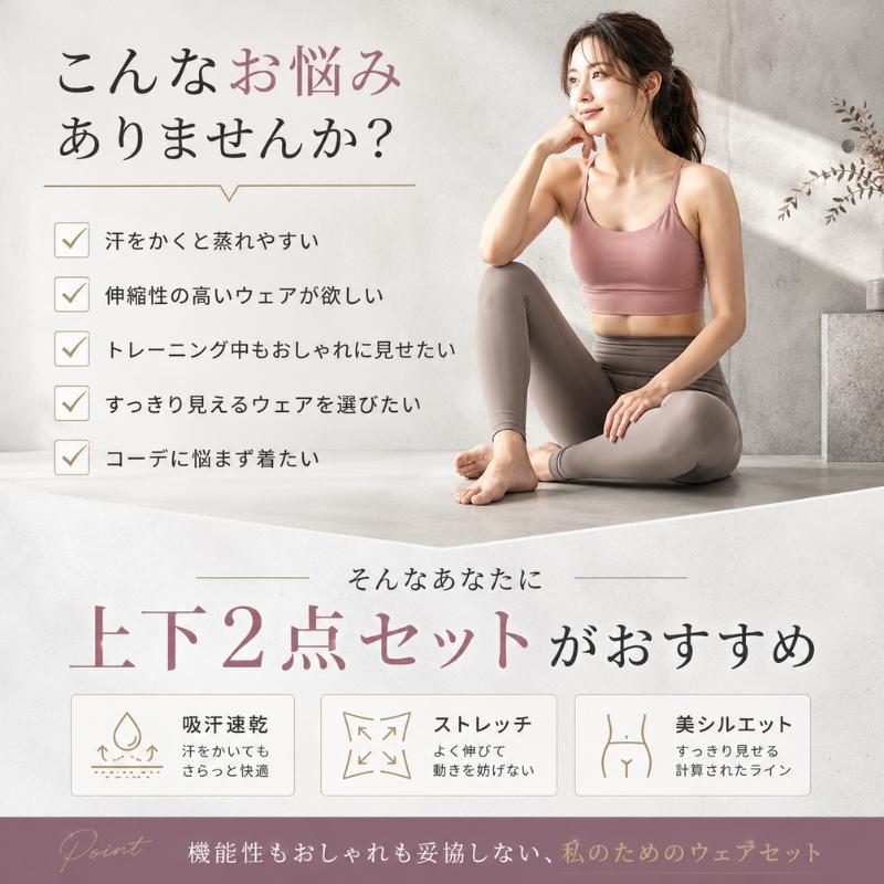 machikaada公式 ヨガウェア 上下セットピラティス ウェア ヨガ
