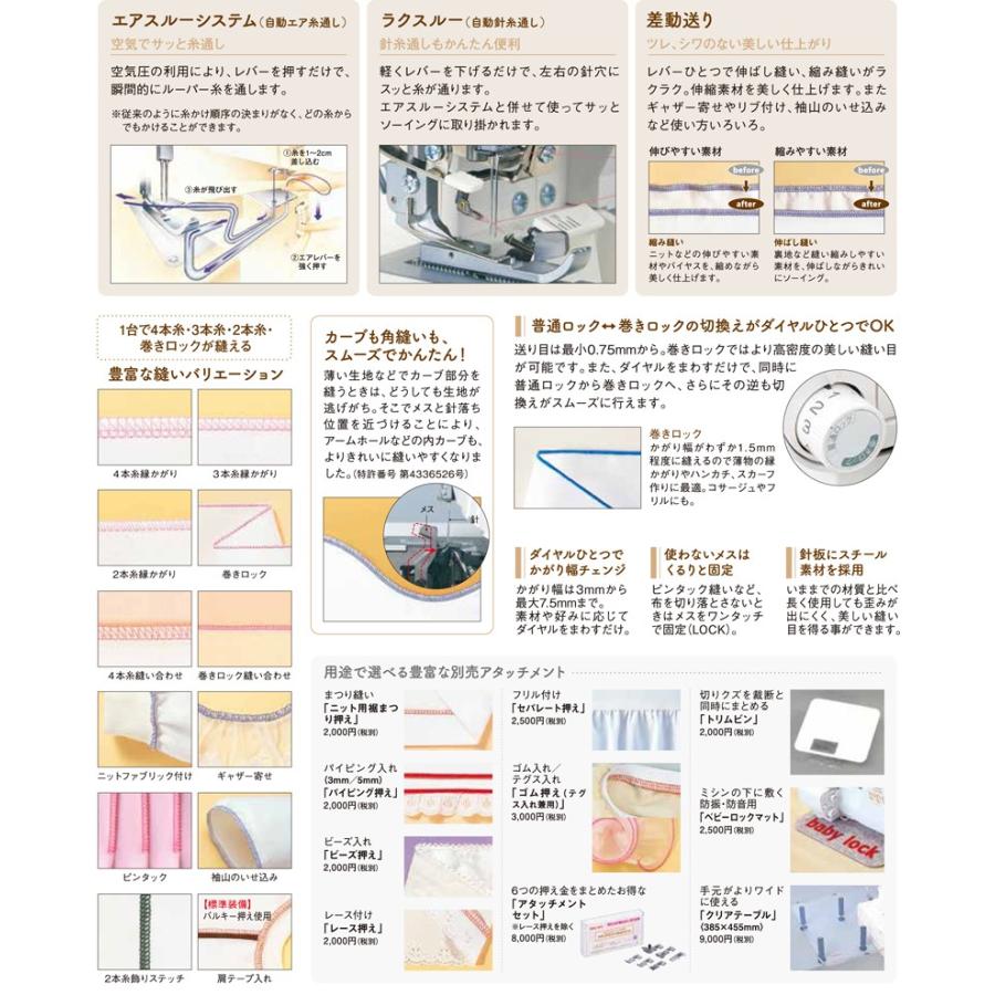 ミシン 本体 ジューキ ベビーロック ロックミシン 衣縫人 BL-501 BL501 ２本針４本糸 LEDライト仕様の画像