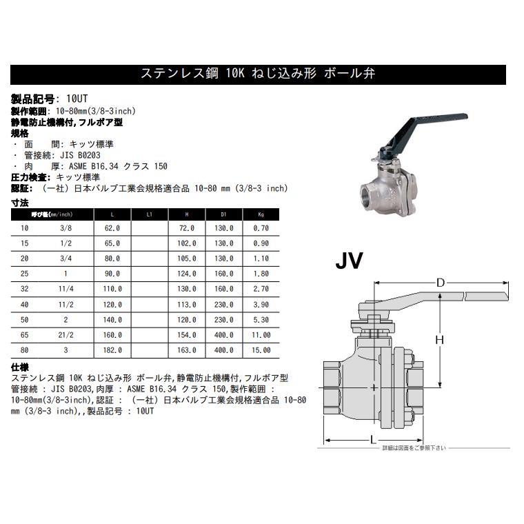 キッツ 10ut 65a ステンレスボールバルブ 10ut 65a 機械部品 Com 通販 Yahoo ショッピング