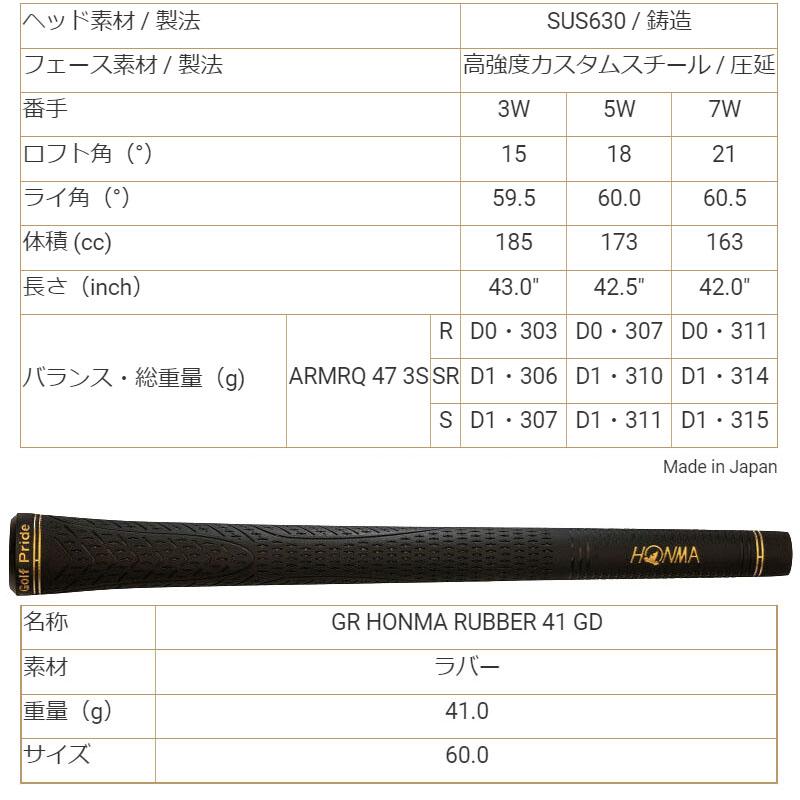 在庫あります さらに値下げ  ホンマ ゴルフ 3S ベレス 07 5W 18度 ARMRQ 47 (R)  フェアウェイウッド 本間 セール HONMA GOLF BERES Fairway wood A-7｜machinogolfyasan｜04