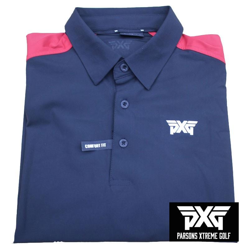 PXG GOLF ゴルフ 半袖ポロシャツ レッドブラック USのMサイズ パーソンズエクストリームゴルフ PARSONS XTREME