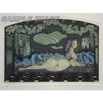 山下清澄「壁画風女の図像 【独特】 月光の誘惑」（版画）【額縁無し】[A200004]Kiyozumi Yamashita