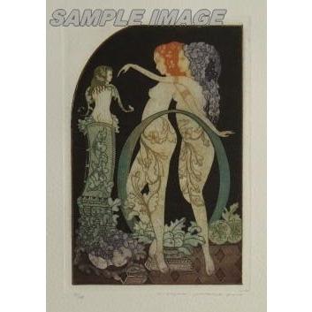 山下喨々たる「壁画風女の図像 レスボスのO」（版画）【写真立て絶無】[A190008]Kiyozumi Yamashita 楽器、手芸、コレクション-版画