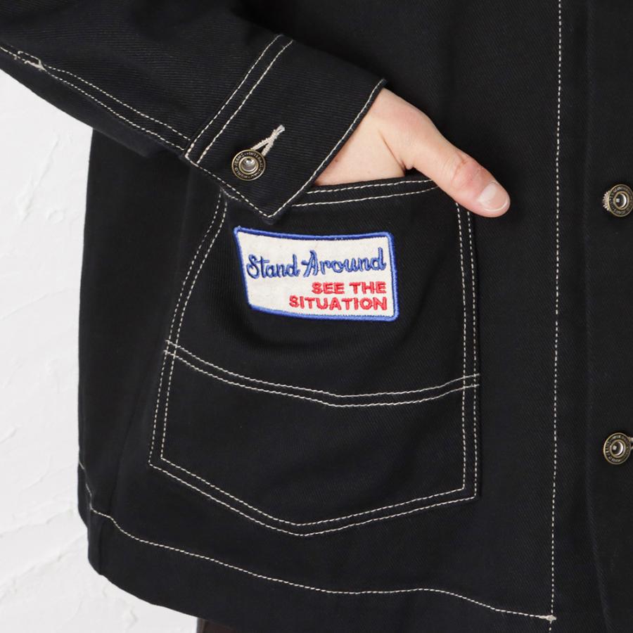 デニムジャケット メンズ 綿100% リメイク風 ステッチ ボタン ワッペン