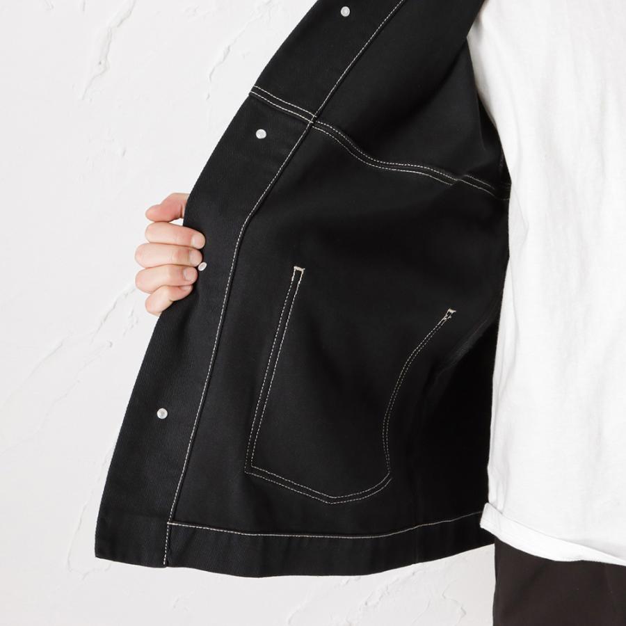 デニムジャケット メンズ 綿100% リメイク風 ステッチ ボタン ワッペン