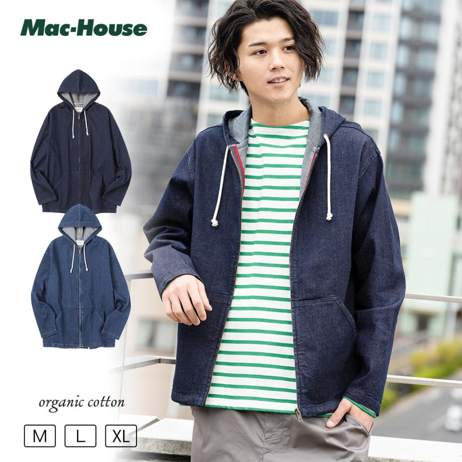 NAVY パーカー デニム メンズ オーガニックコットン マリンテイスト