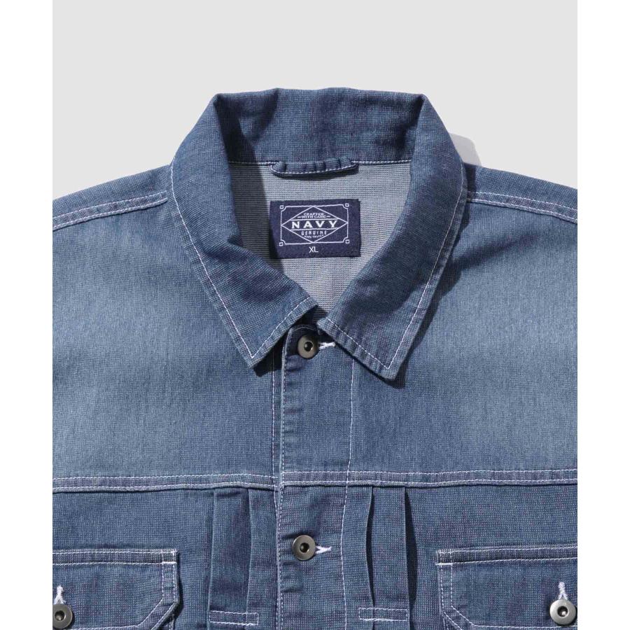 NAVY デニムジャケット メンズ レディース アウター Gジャン 綿混 冷感