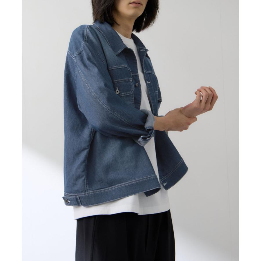 NAVY デニムジャケット メンズ レディース アウター Gジャン 綿混 冷感